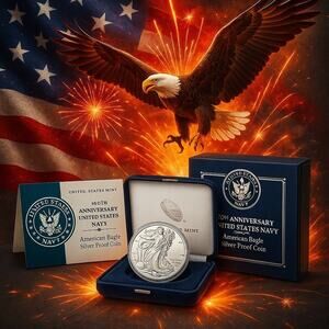 250th Anniversary US Navy American Eagle One Ounce Silver Proof Coin